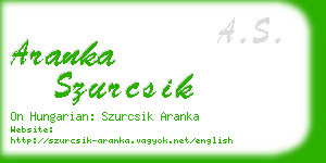 aranka szurcsik business card